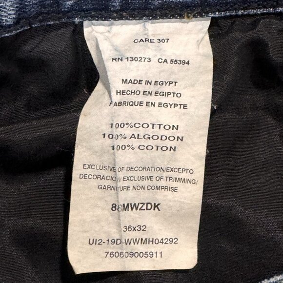 Wrangler Retro Jeans Mens 36x32 Blue Slim Straight Distressed Medium Wash Denim - Picture 4 of 11